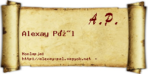 Alexay Pál névjegykártya